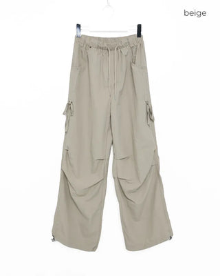 Side Shirring Ribbon Cargo Pants