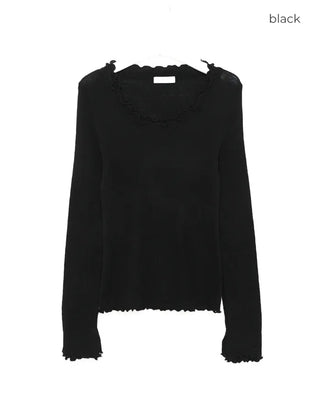 Wave puff knit T-shirt