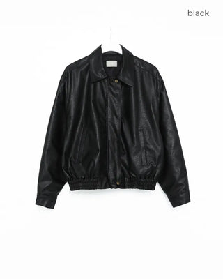 Zip-fly leather blouson jacket