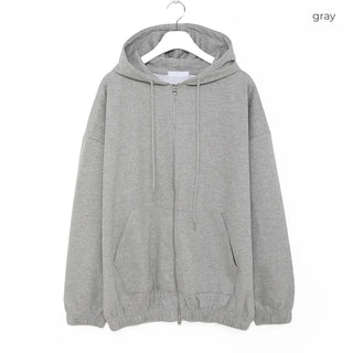 (Unisex) Gathered Zip-Up Hoodie