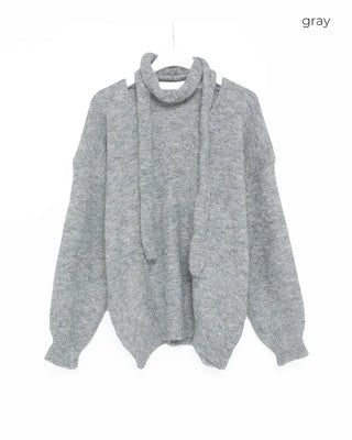 V-neck scarf knit