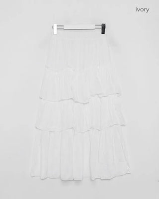 Frilled tiered long skirt