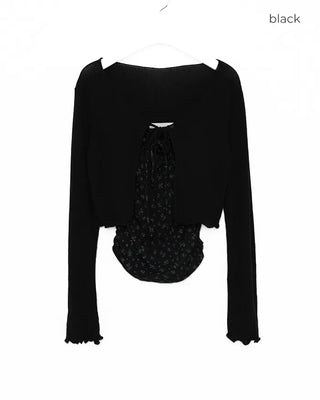 (Set item) Flower camisole & sheer cardigan