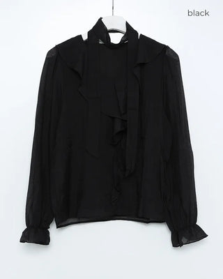 Strap V-neck shirred blouse