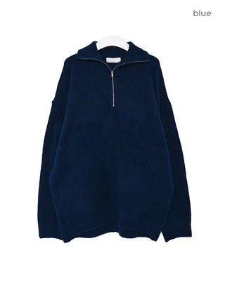 Half-neck zip-up knit