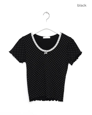 Polka Dot Ribbon Short-Sleeved T-Shirt
