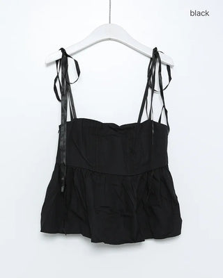 Cotton ribbon strap camisole