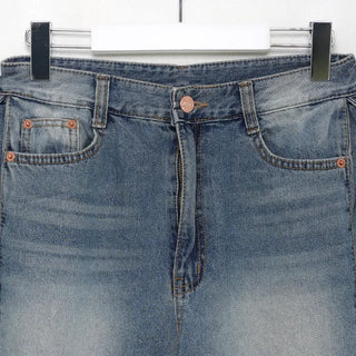 Side pintuck wide denim pants