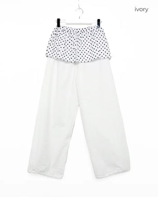 Polka Dot Skirt Layered Cotton Pants