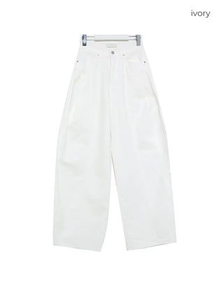 Unique yoke tuck balloon cotton pants