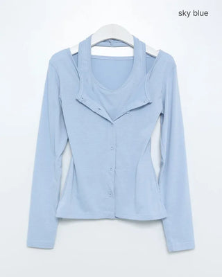 Halter neck layered cardigan