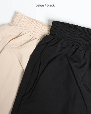 Nylon shorts with string waistband