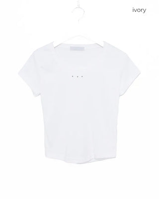 Studded Jewel Neck French T-Shirt