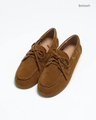 Suede eyelet loafers