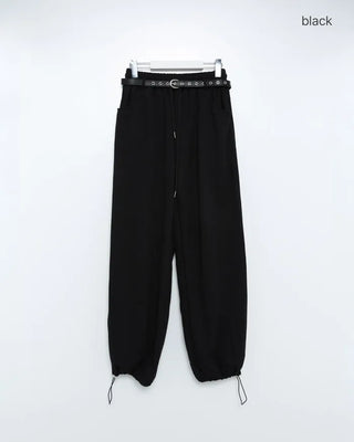 Belted wide sweatpants