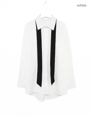 Tie-set loose-fit shirt blouse