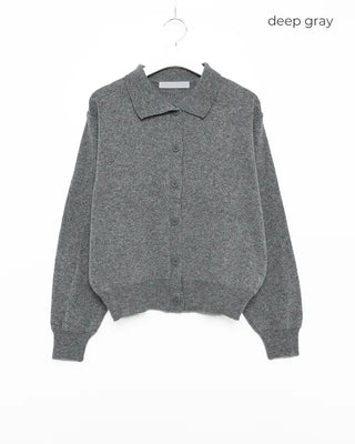 Colored neck knit cardigan