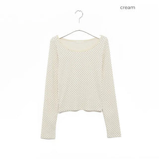 Bateau Neck Pindot Ribbed Long Cut and Sew