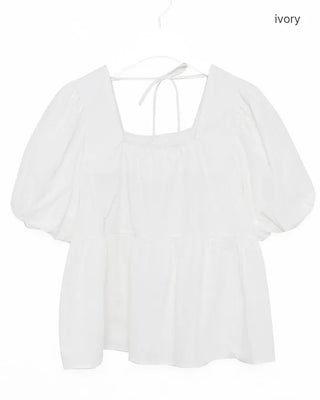 Square neck shirred blouse