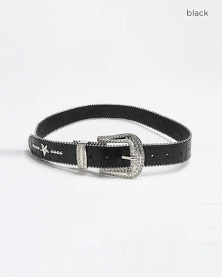 Star-studded cubic buckle crocodile belt