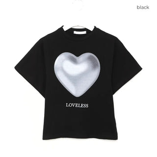 Heart print short-sleeved T-shirt