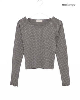 Scalloped Cuff Dot Long T-Shirt