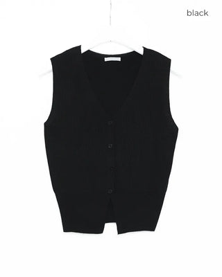 V-neck button-up sleeveless top