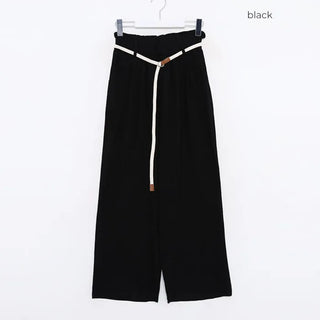 Belted linen slacks