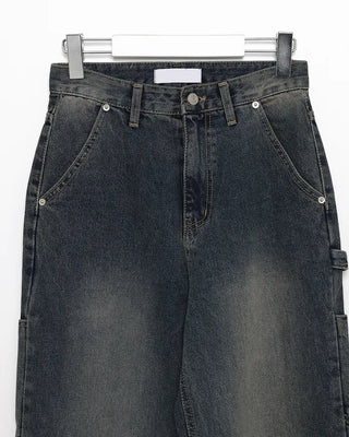 Side pocket loop straight denim pants