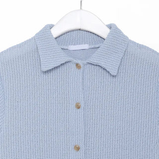Cropped knit color cardigan