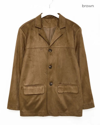 Loose-fit suede jacket