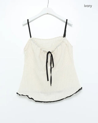 Two-tone striped gathered camisole