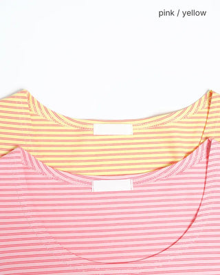 U-neck striped short-sleeved T-shirt