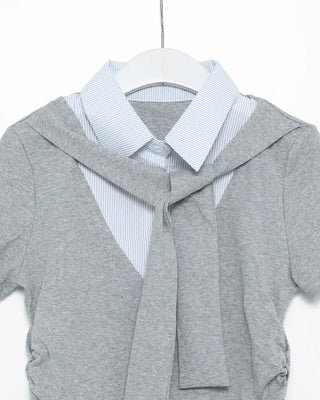 Shoulder Tie Shirt Layered T-Shirt