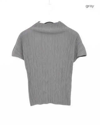 High-neck pleated blouse