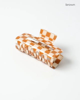 Block Check Square Hair Clip