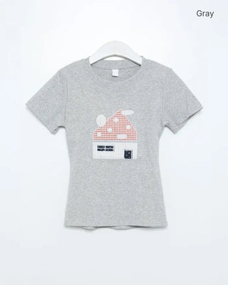 House print half-length T-shirt