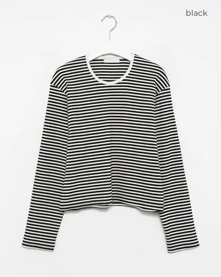 Thin striped ribbed cut and sew