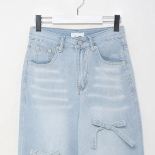Ribbon Washed Denim Pants