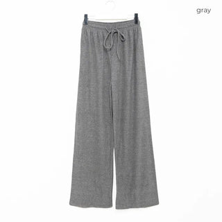 Velour wide-leg elastic waist pants