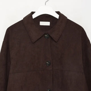 Suede Collar Neck Mid-Length Jacket