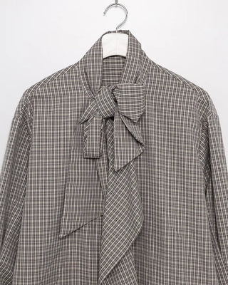 Big Ribbon Tie Check Blouse