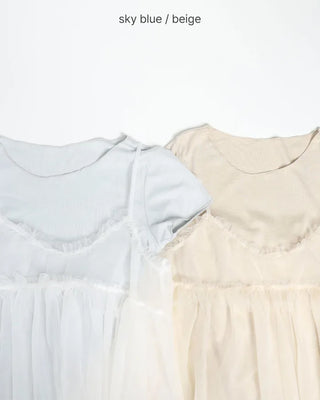 Sheer bustier & short-sleeved T-shirt set