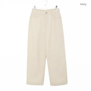 Button-down wide cotton pants