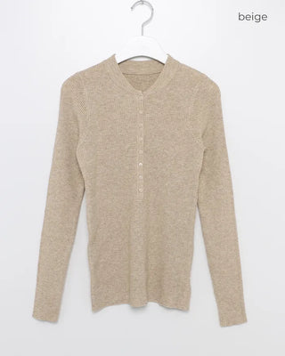 Slim Button Rib Knit