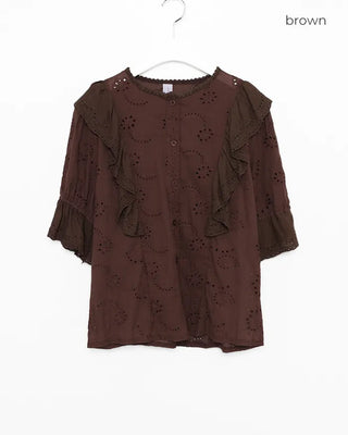 Punched ruffle blouse