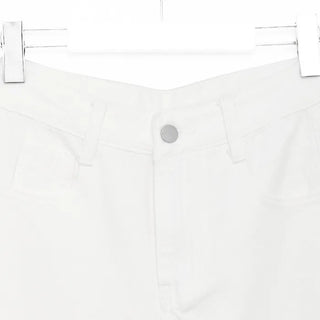 White slit denim pants