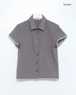 Graph Check Seersucker Layered Half Shirt