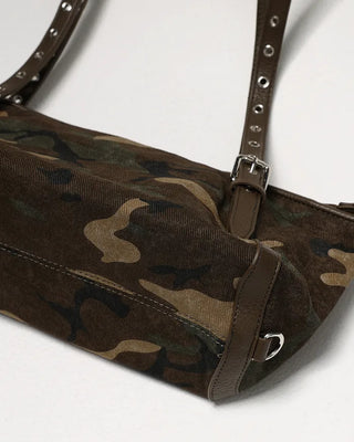 Leather eyelet hand leopard tote bag