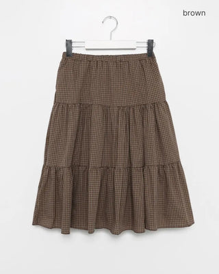 Checked tiered flared skirt